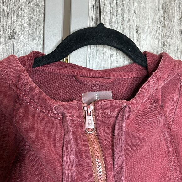 Free People Movement Only One Hoodie Womens Medium Full Zip Cotton Red Color - Picture 9 of 9